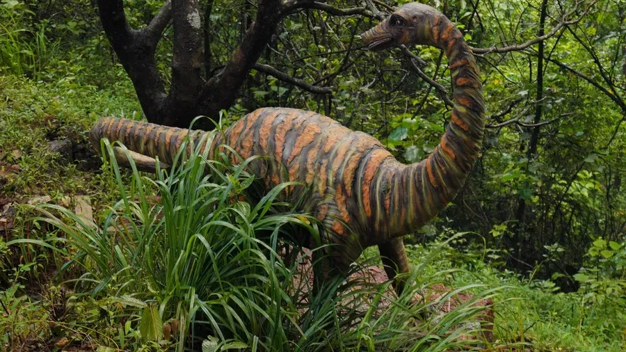 Dinosaur model in the forest — Jurassic Park